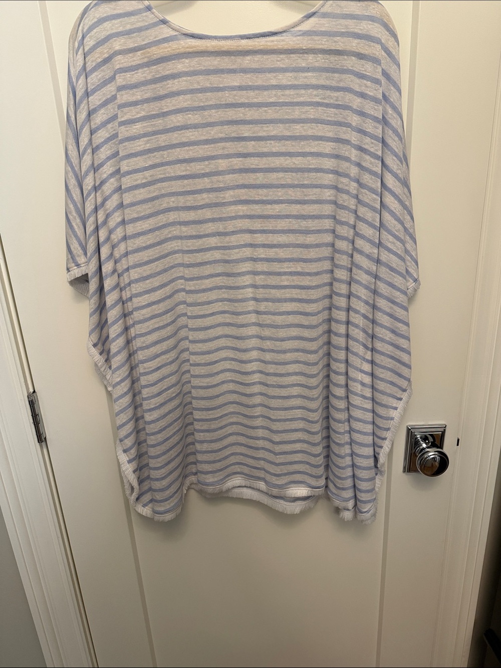 J. Jill Light Blue and White Striped Tunic Top